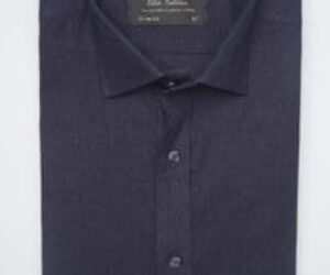 Navy Blue Plain, Elite Edition, French Collar Men’s Formal Shirt